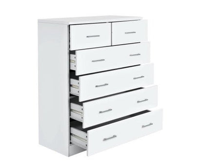 Artiss Tallboy 6 Drawers Storage Cabinet in White for organized kids room storage solution.