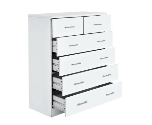 Artiss Tallboy 6 Drawers Storage Cabinet White | Kids Mega Mart | Shop Now!