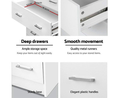 Buy Home Furniture Artiss Tallboy 6 Drawers Storage Cabinet White