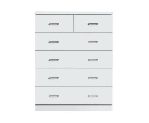 Artiss Tallboy 6 Drawers Storage Cabinet in White, ideal for kids bedroom organization.