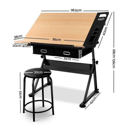 Artiss Adjustable Drafting Table and Stool Set for kids creative play and learning.