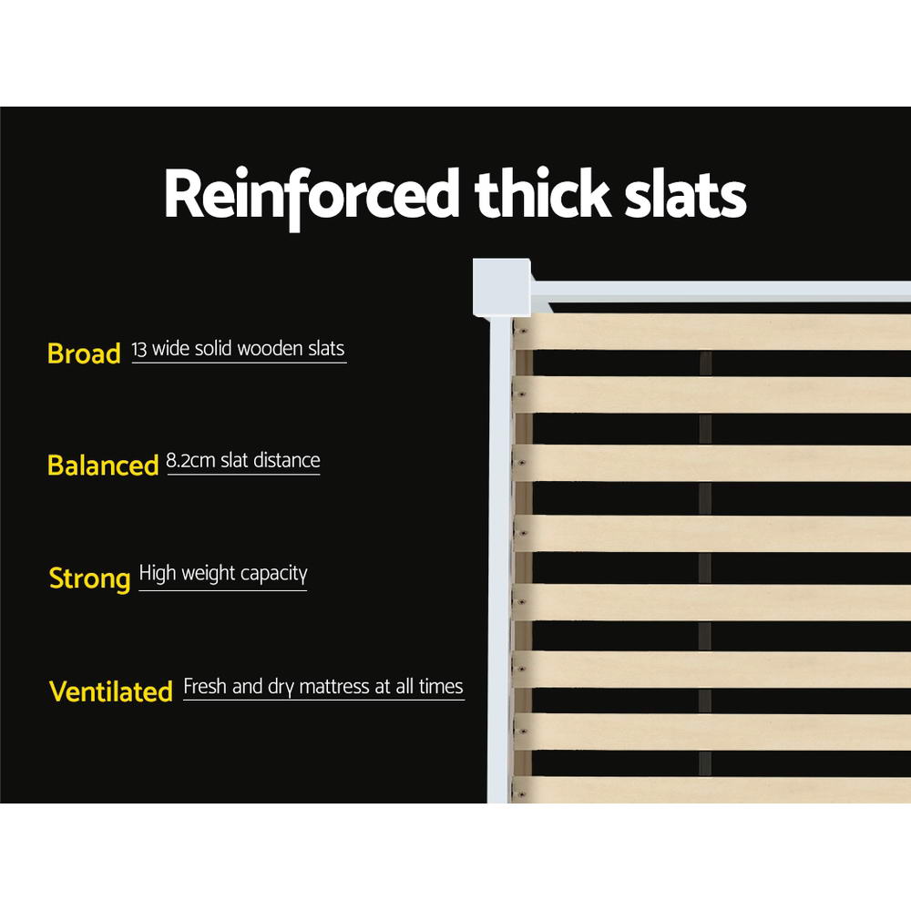 Single size wooden bed frame with storage drawers for kids and adults by Artiss.