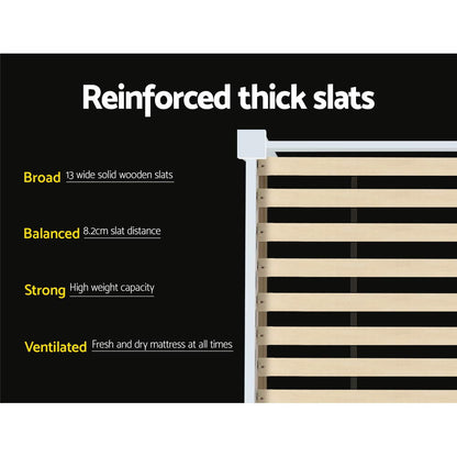 Single size wooden bed frame with storage drawers for kids and adults by Artiss.