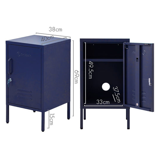 Artiss Blue Metal Locker Bedside Table - Fun and functional for kids bedroom organization.