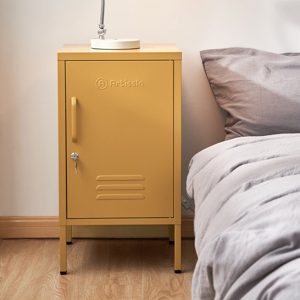 ArtissIn Metal Locker Storage - Vibrant sunshine yellow kids locker for stylish organization.