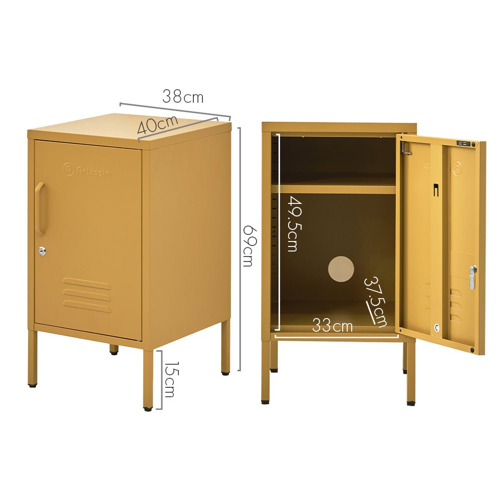 ArtissIn metal locker storage, vibrant sunshine yellow, adds fun storage for kids rooms.