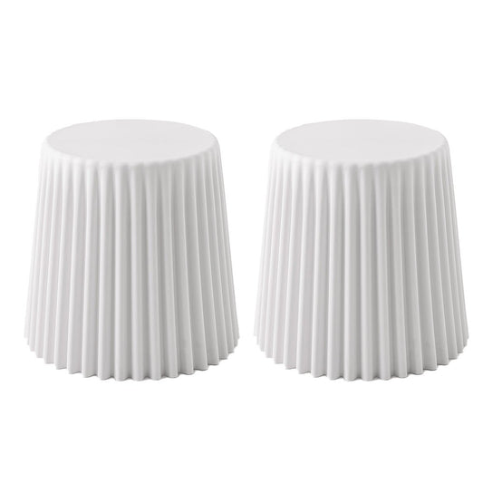 ArtissIn Set of 2 Cupcake Plastic Stools in White, fun stackable seating for kids playroom.