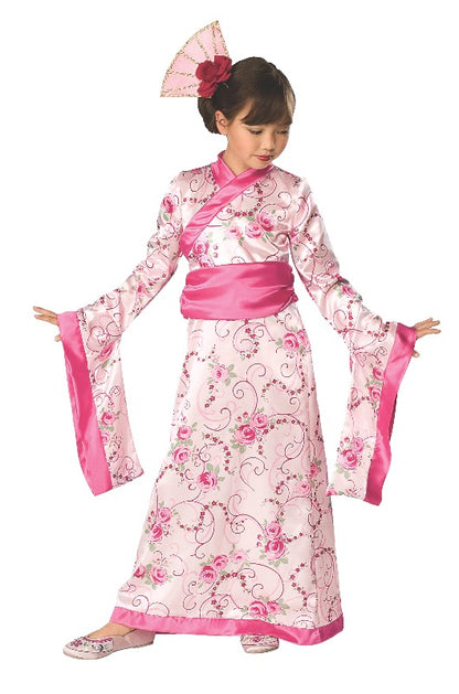 Kids Japanese Princess Kimono Costume for dress-up play at home - colorful, authentic design.