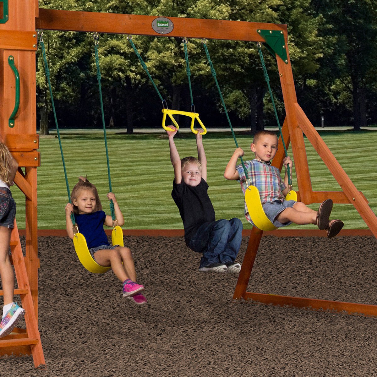 Backyard Discovery Atlantis Swing and Play Set for imaginative outdoor play and adventure.