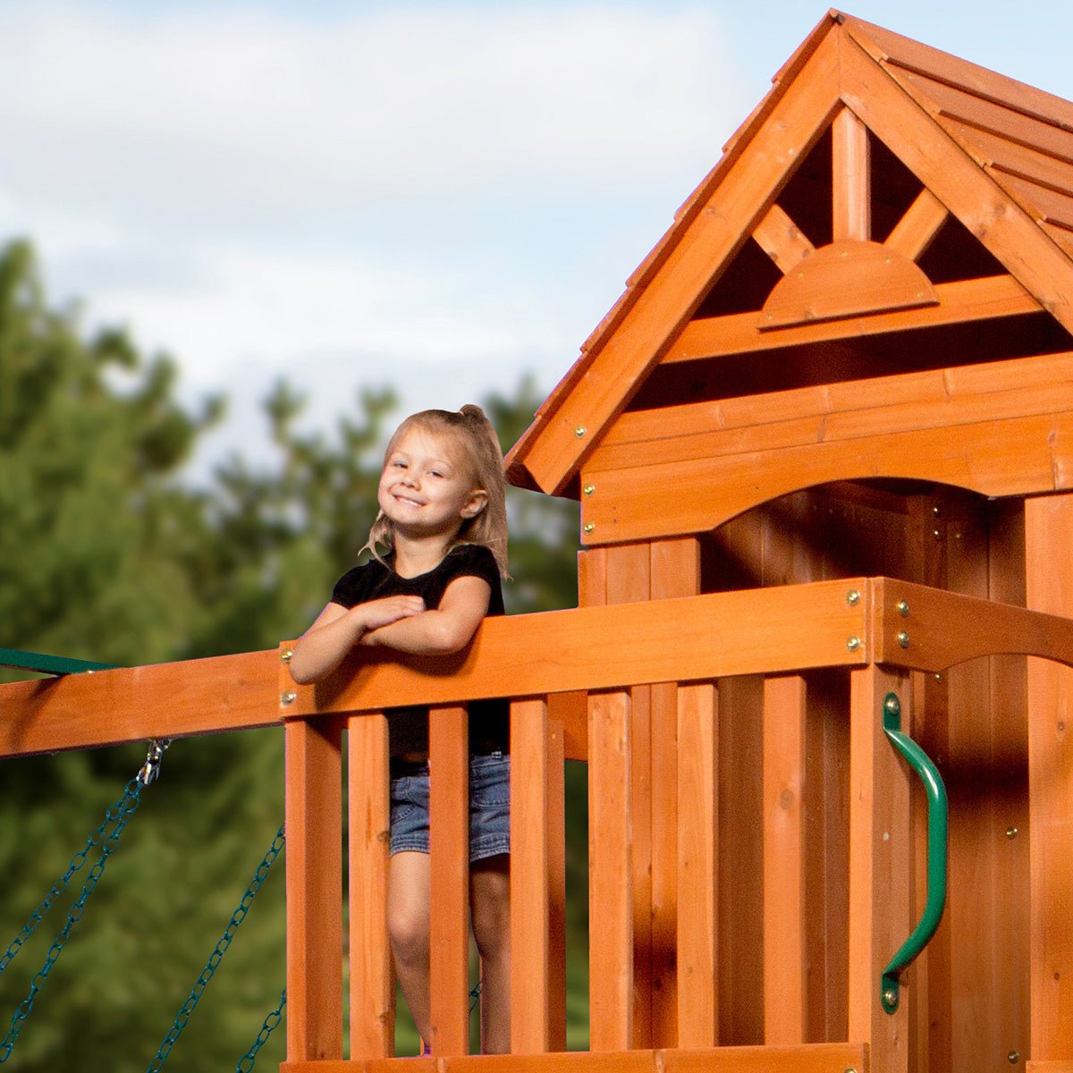 Backyard Discovery Atlantis Swing and Play Set, perfect for fun and active outdoor play.