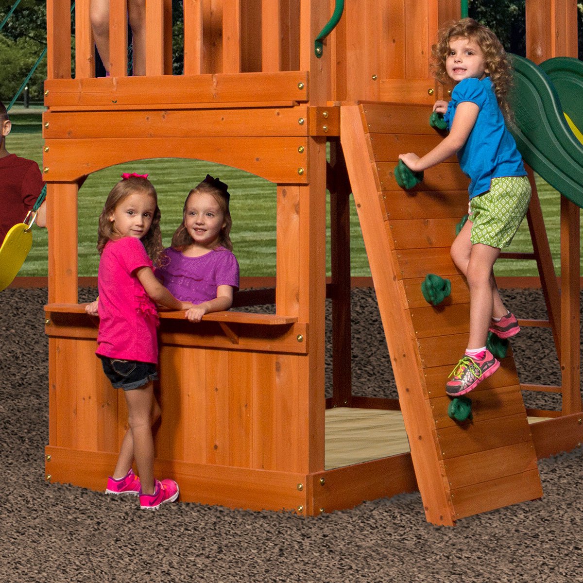 Backyard Discovery Atlantis Swing and Play Set for endless outdoor fun at home.