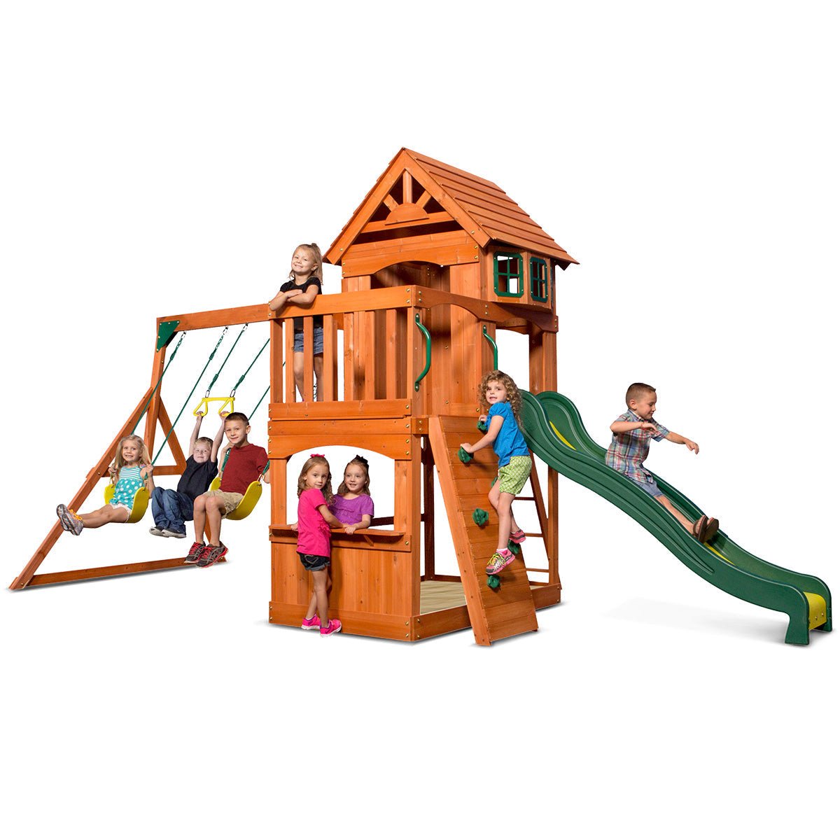 Backyard Discovery Atlantis Swing and Play Set with Cubby House
