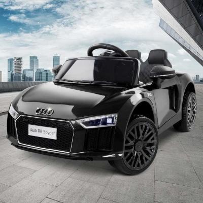 Black Audi R8 12V Kids Ride On Car, licensed design for exciting home playtime.