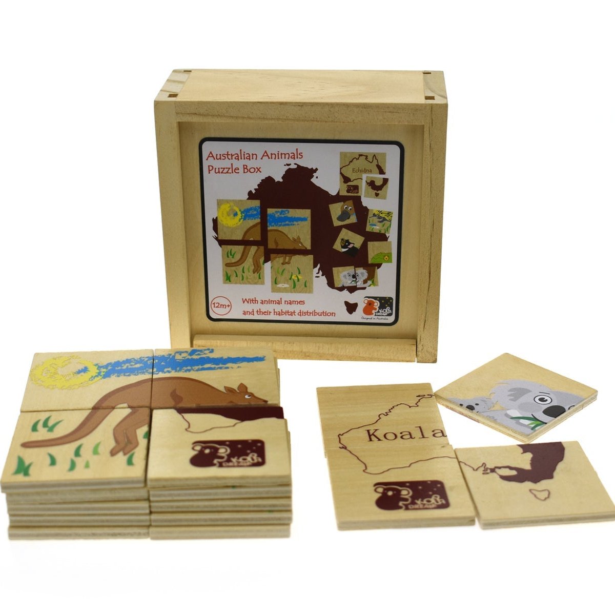 Colorful Australian animal puzzle box for fun and educational playtime at home.