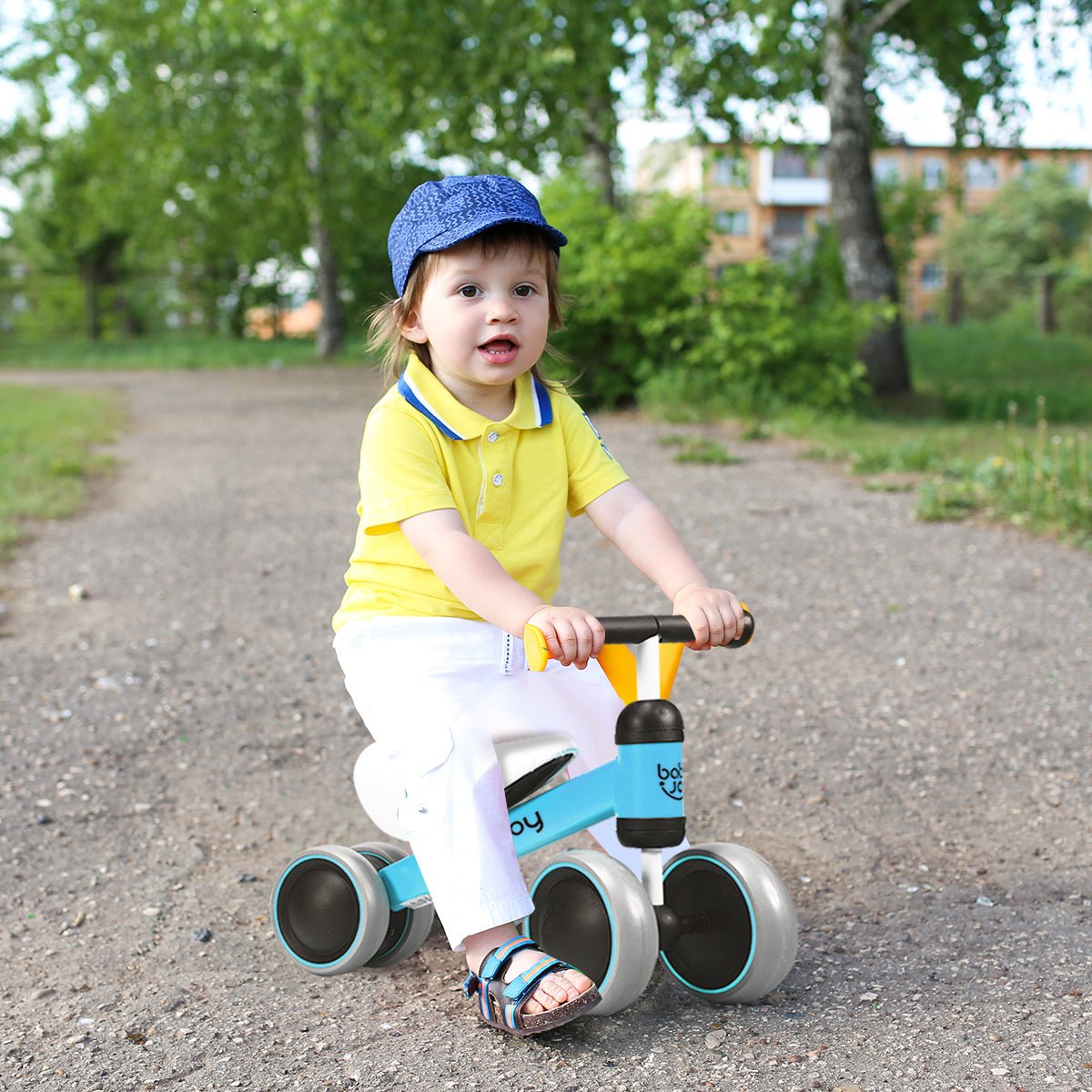 Nurturing Independence: Kids Blue Balance Training Bike with 4 Wheels