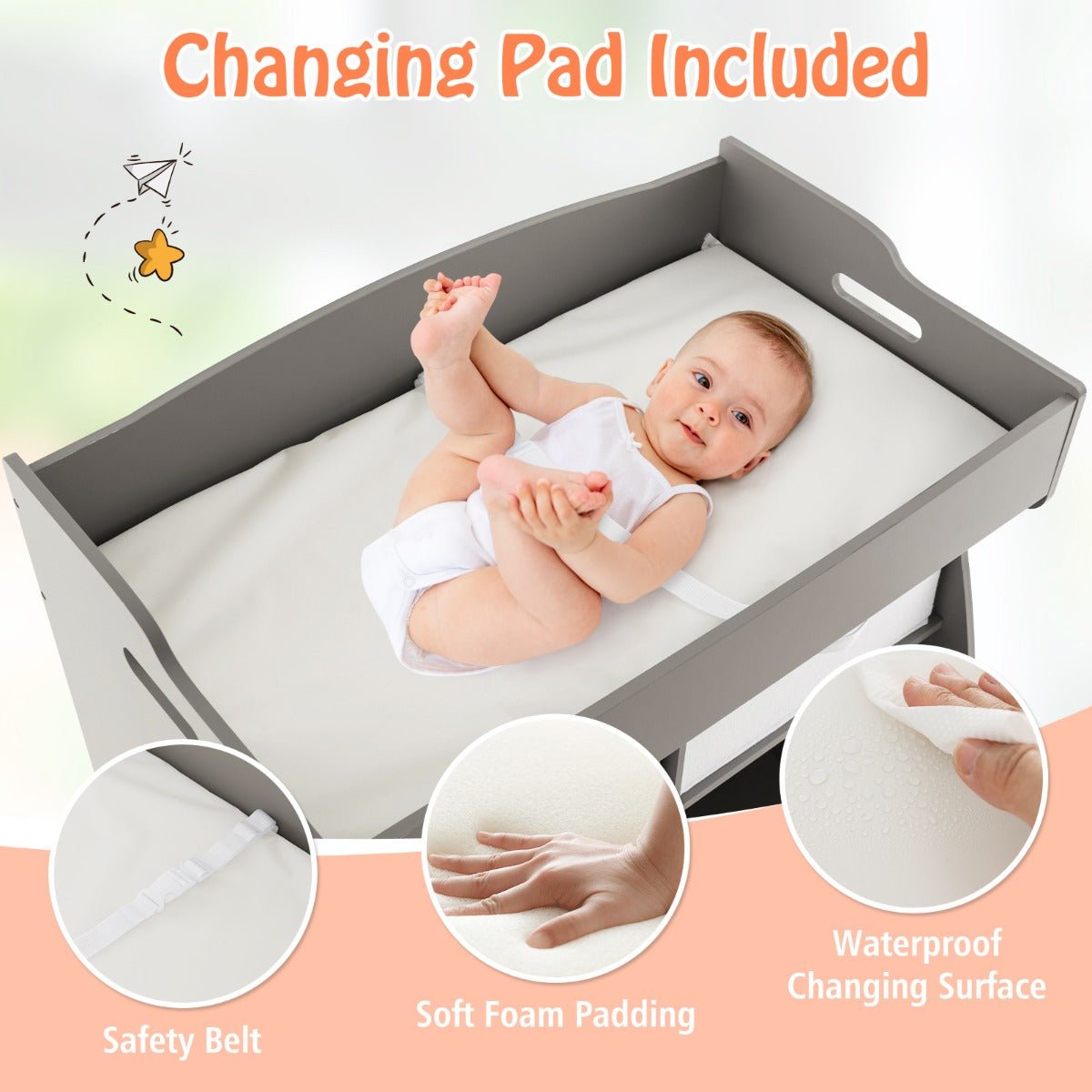 Baby Change Table Dresser Convenient Nappy Station with Storage