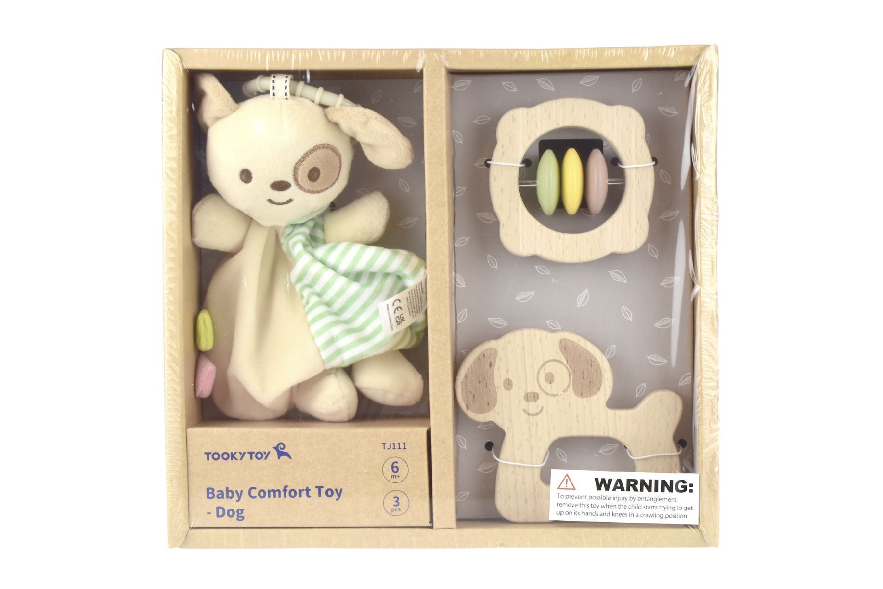 Soft Hug Toy with Wooden Grip Ring