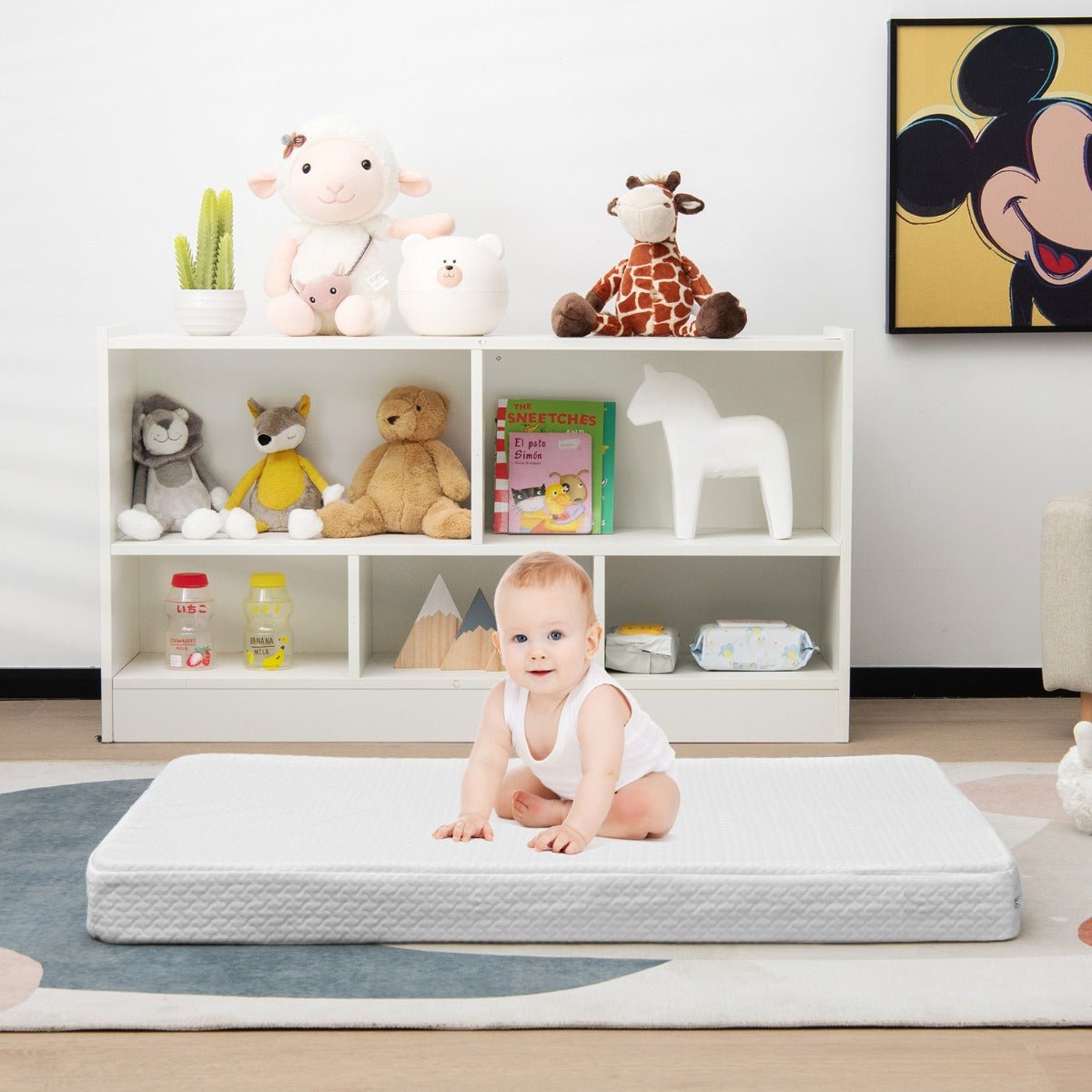 Dual-Sided Baby Cot Mattress, 97x68cm, features removable cover for versatile comfort.