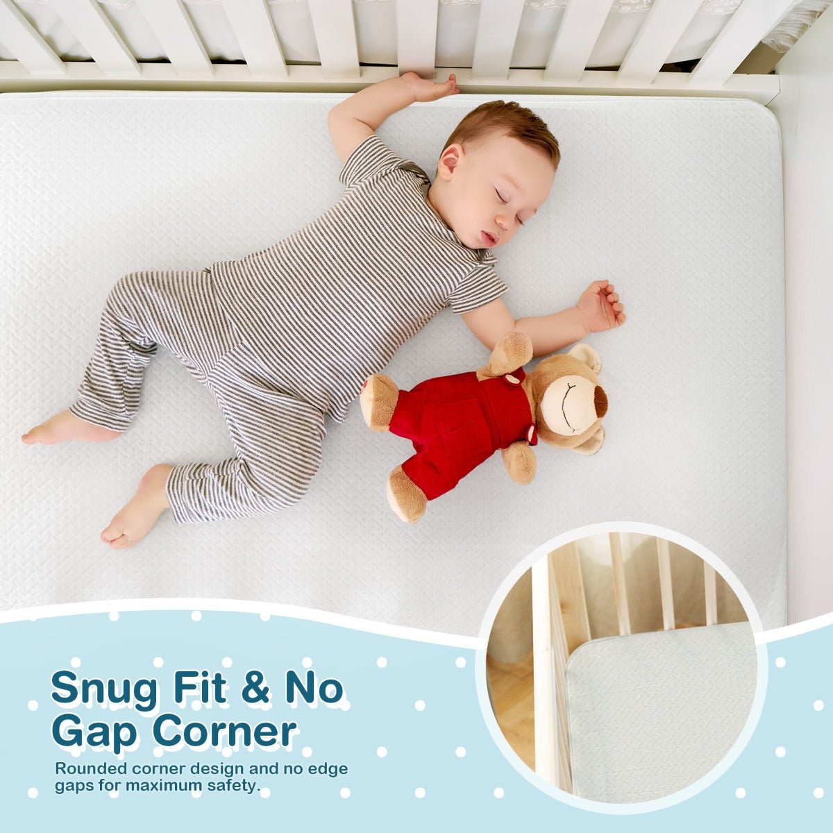 Dual-sided baby cot mattress w/ removable cover, 97x68cm - ideal for infant comfort and hygiene.