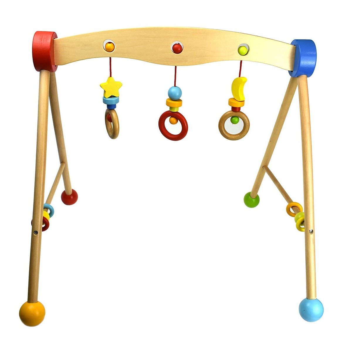 Colorful Baby Gym with hanging toys for sensory development and playtime at home.