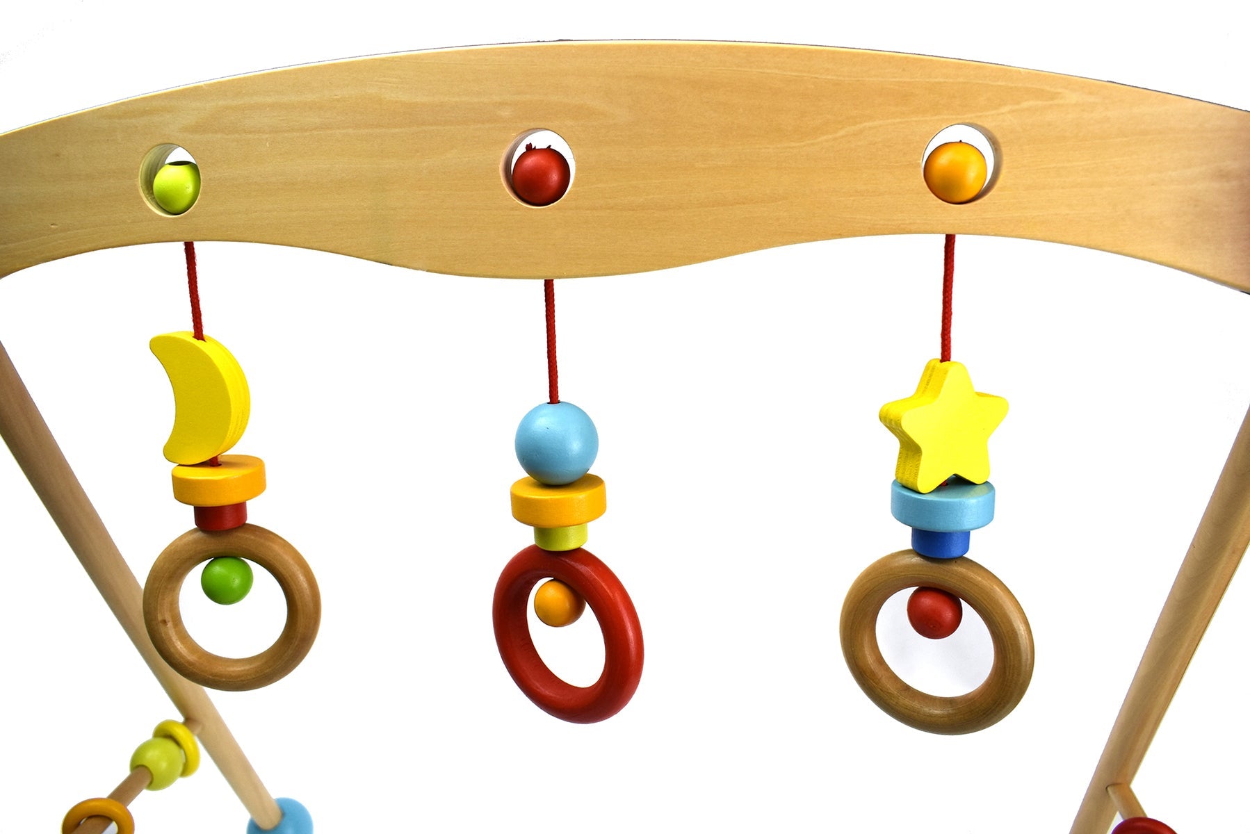 Colorful, interactive baby gym for stimulating sensory development in the comfort of home.