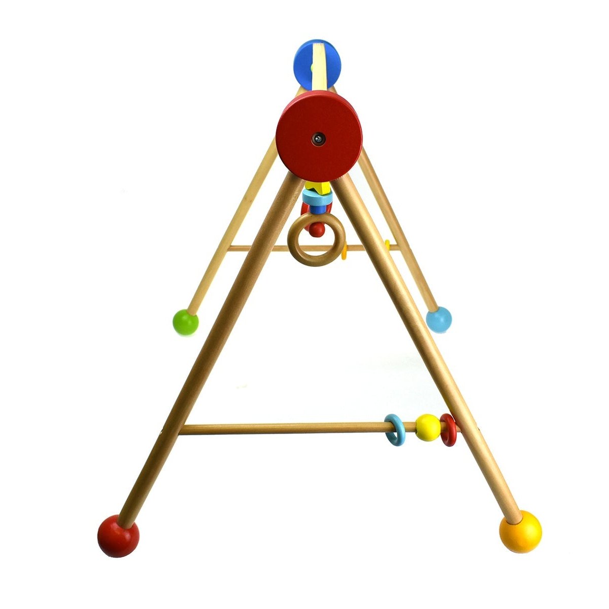 Interactive baby gym with dangling toys for sensory development and playtime at home.