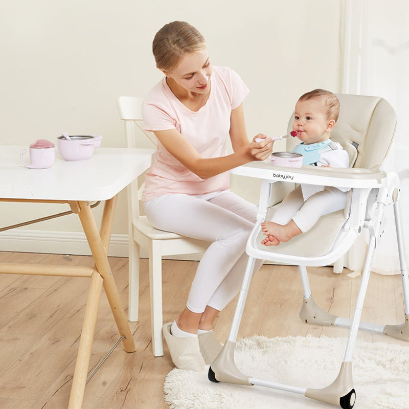 Buy High Chair Foldable Convertible with Adjustable Height Beige