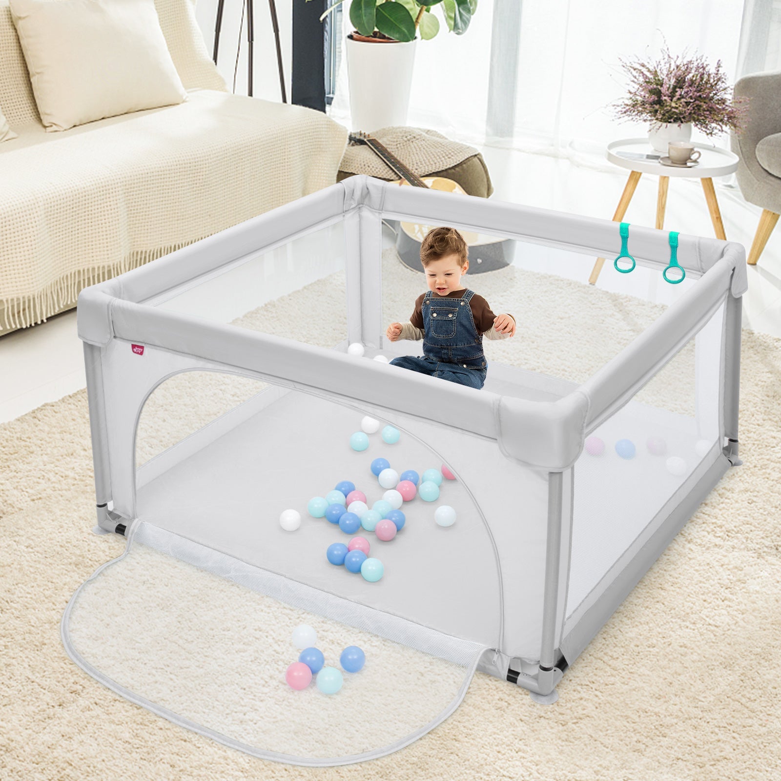 Baby Playpen Activity Fence - Fun and Safety in Grey