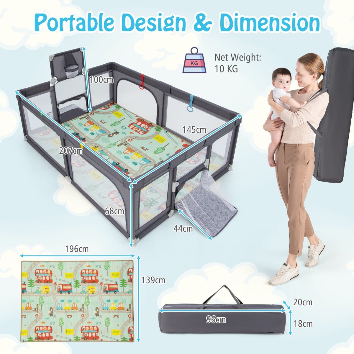 Safe and Exciting: Grey Baby Playpen for Active Babies