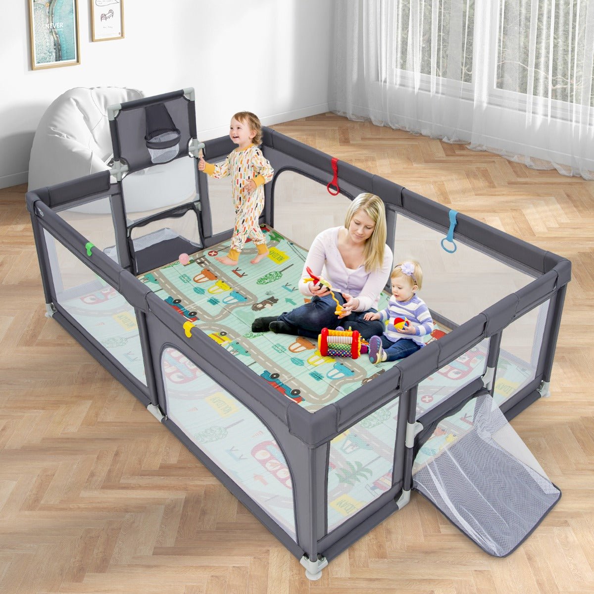 Grey Baby Playpen: Where Fun and Learning Begin