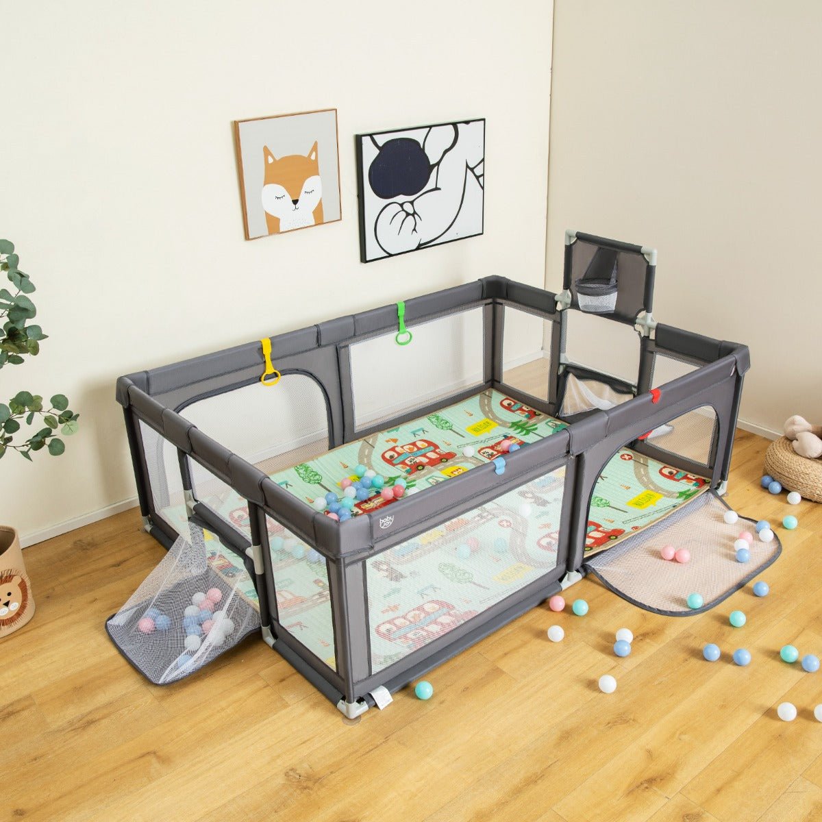 Explore Playful Fun: Grey Baby Playpen at Kids Mega Mart