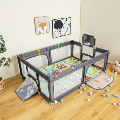 Explore Playful Fun: Grey Baby Playpen at Kids Mega Mart