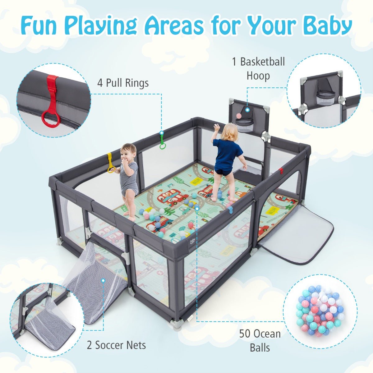 Enhance Playtime with the Grey Baby Playpen - Buy Now!