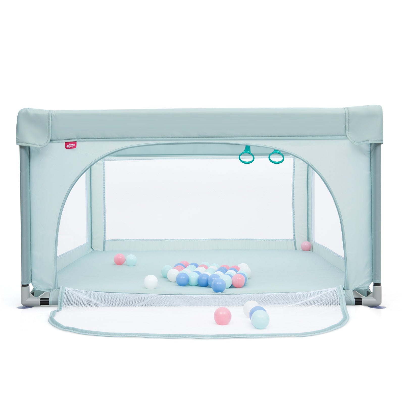Baby Playpen Safety Activity Fence in Blue: Includes 50 Ocean Balls for Toddlers
