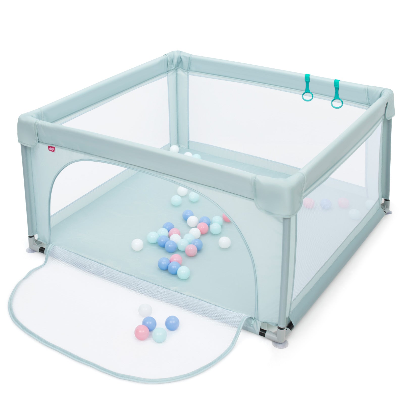 Baby Playpen Safety Activity Fence with Ocean Balls for Toddlers-Blue