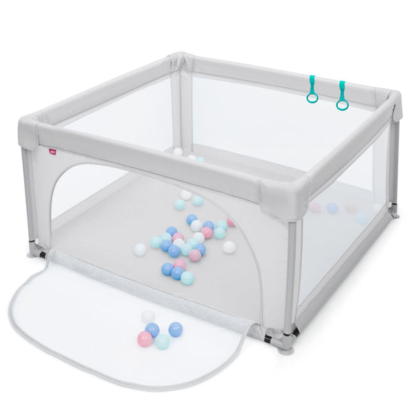 Baby Playpen Safety Activity Fence with Ocean Balls for Toddlers-Grey