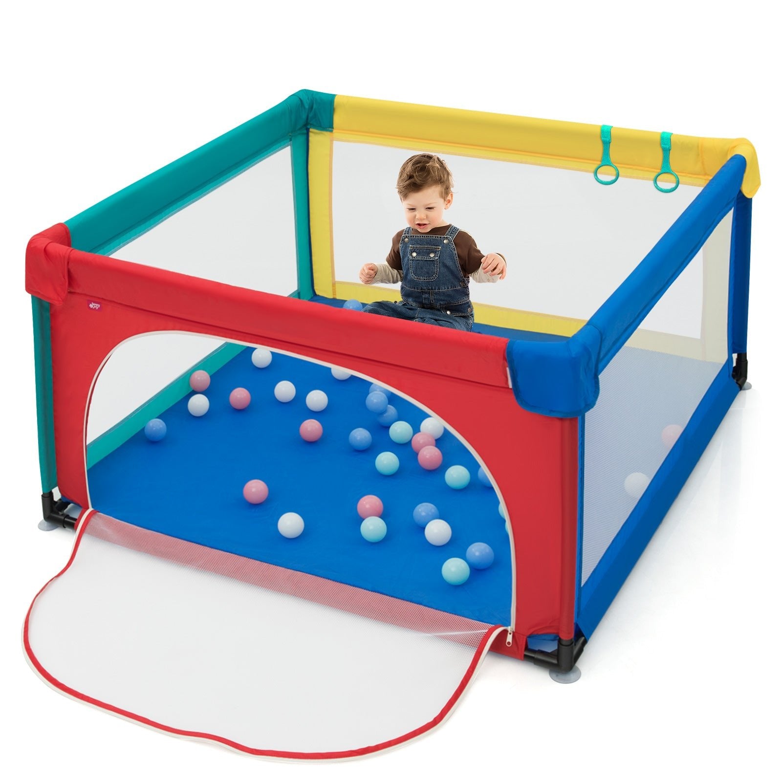 Baby Playpen Safety Activity Fence in Multicolour: Includes 50 Ocean Balls for Toddlers