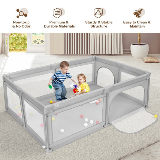 Spacious baby playpen with ocean balls, designed for safety and fun at home.