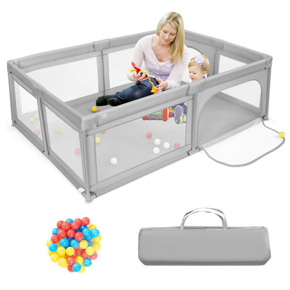 Baby playpen with ocean ball pit and safety features, ideal for secure playtime.