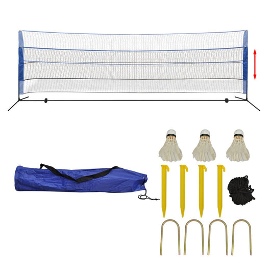 Portable 5m wide net set for badminton, tennis, volleyball - ideal for kids backyard fun.