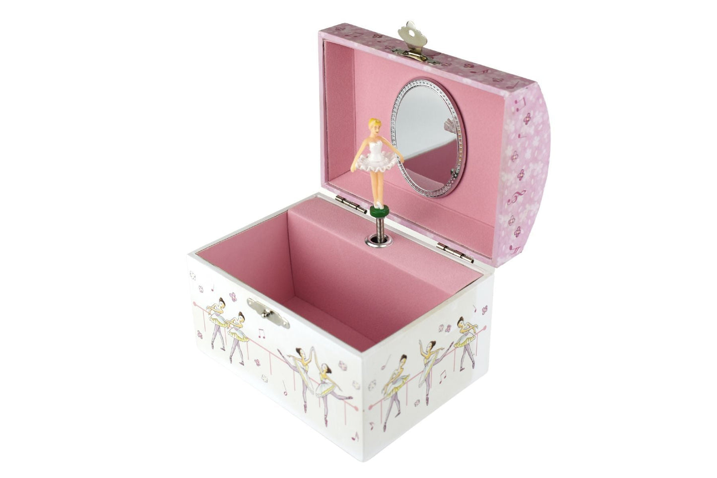 Open View of Ballerina Dome Music Jewellery Box