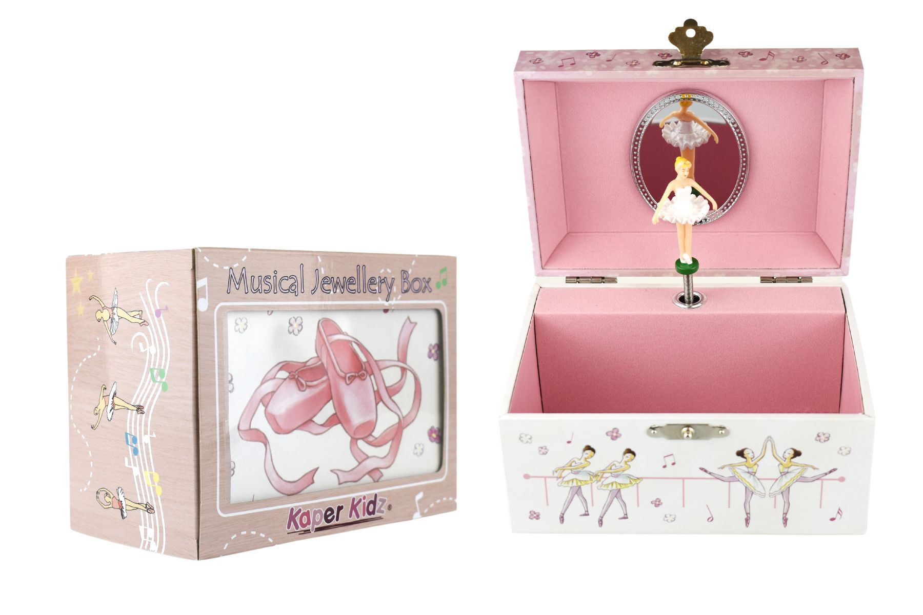 Open View of Ballerina Keepsake Music Jewellery Box