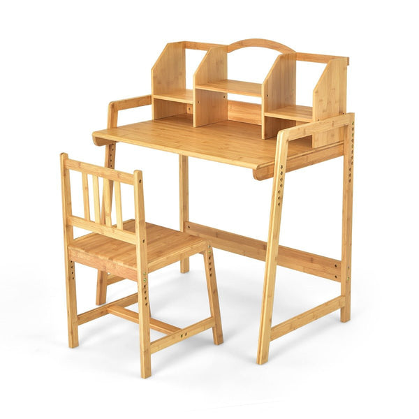 Bamboo Study Desk and Chair Set for Children
