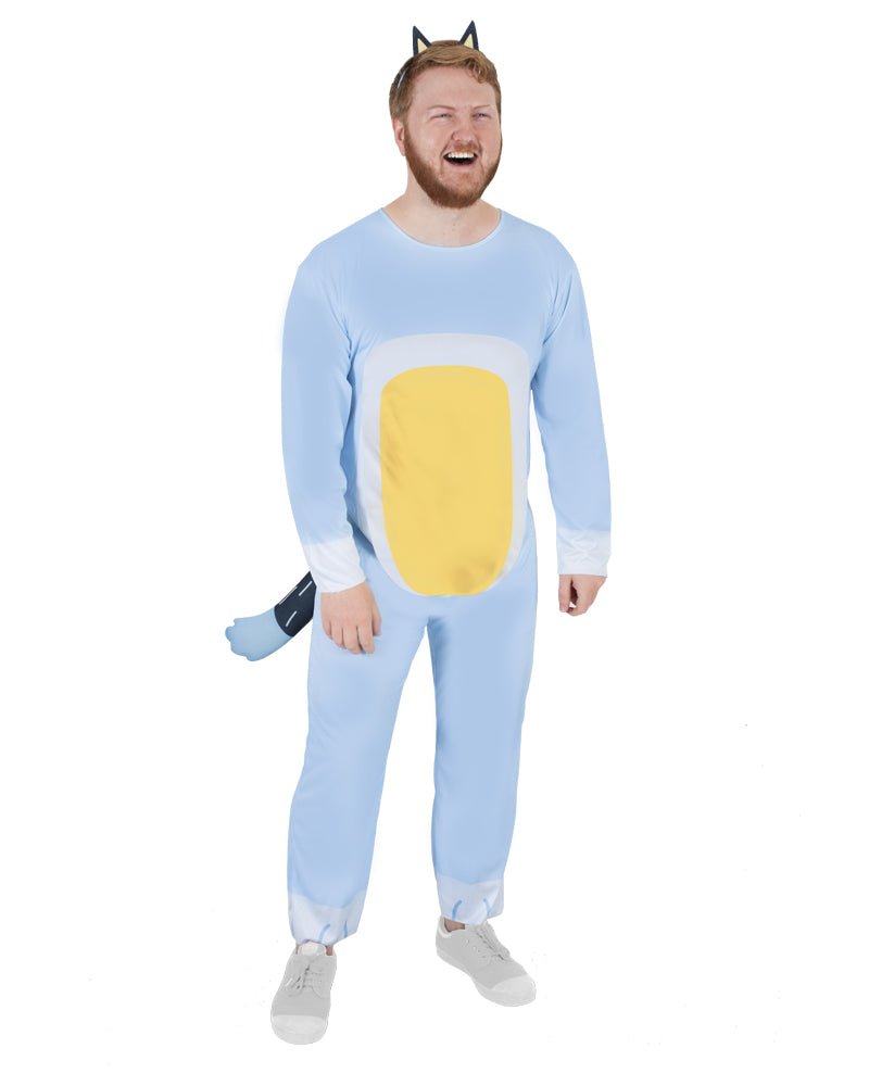 Bluey Adult Bandit Costume for kids imaginative play at home. Official licensed dress-up for fun.