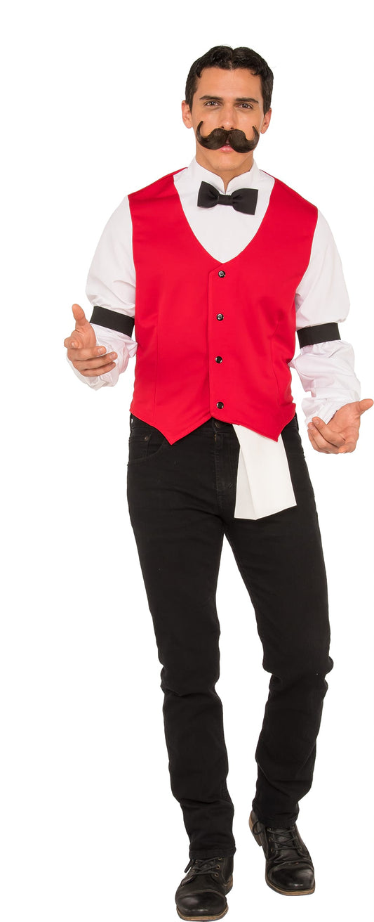 Adult bartender costume set with vest and accessories for Halloween parties and dress-up play.