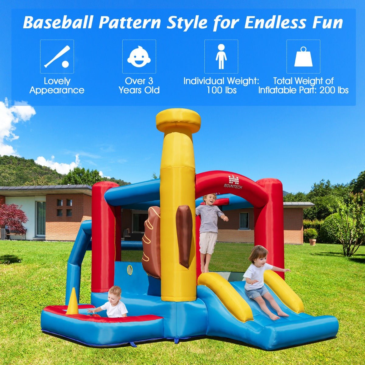 Baseball Theme Inflatable Castle - Ocean Ball Jumping Fun for Children