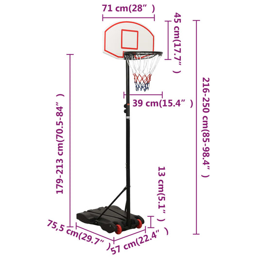 Kids adjustable basketball hoop system with 7-8ft height range, perfect for home play.