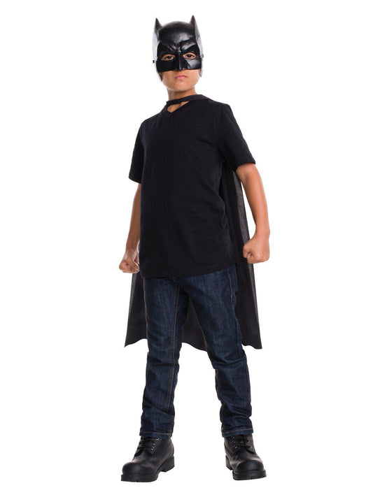 Batman cape and mask set for kids dress-up play, the official DC Comics costume.