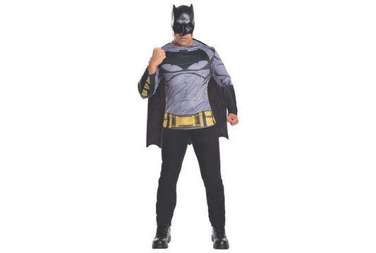 Batman Dawn of Justice costume top with cape and mask for childrens superhero play