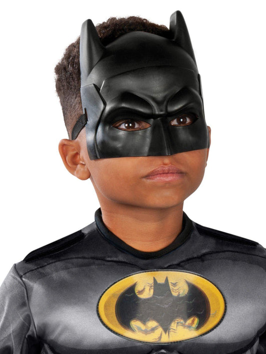 Batman Deluxe Lenticular Costume for Kids - Padded jumpsuit with cape for playful home adventures.